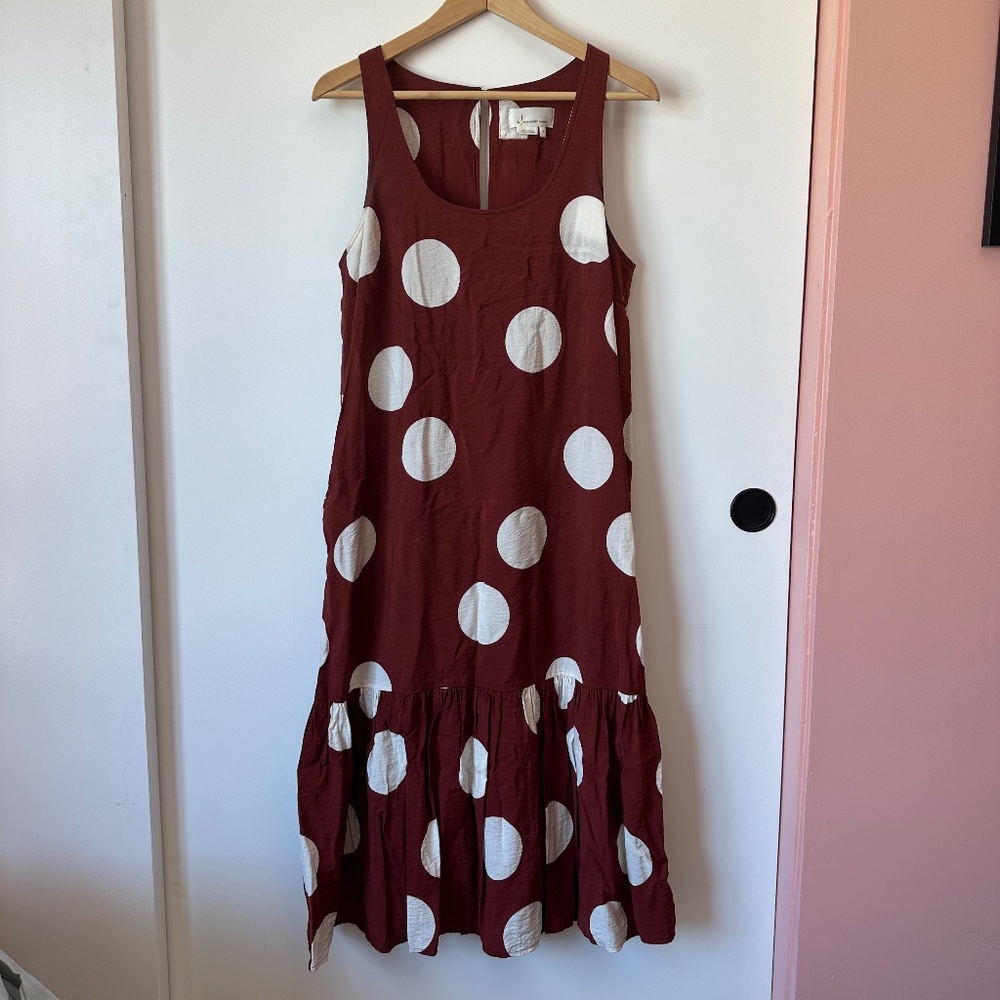 Anthropologie Midi Length Polka Dot Tank Dress
